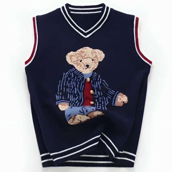 1.remini-enhanced_409b2cf0-eaa4-4419-aaed-a1643a19300f.jpg Bear Knit Cotton Sleeveless Pullover in Navy Blue