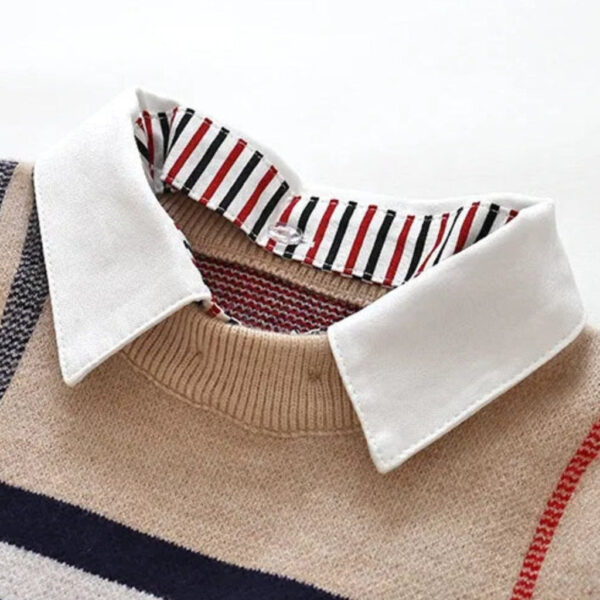 13_6.jpg Boy's Plaid Sweater with Removable Collar