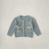 100% Knit Cotton Sage Blue Little girls' Cardigan