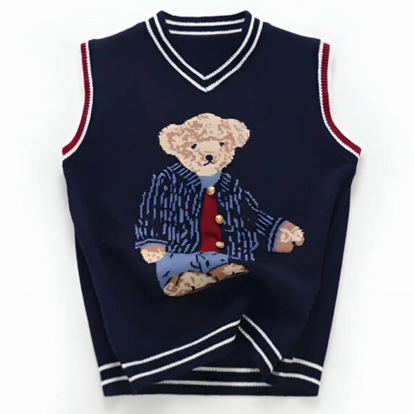 3.remini-enhanced_9702650f-553d-4e34-b648-7e4a5011b75a.jpg Bear Knit Cotton Sleeveless Pullover in Navy Blue