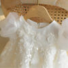 All White Tulle Flower Girl Dress with Ribbon Bow