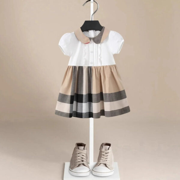 612_1.jpg Cannes Beige Plaid Girls' Dress