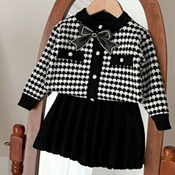 6_3.jpg Knit Cotton Girls' Cardigan & Skirt Set