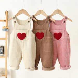 Heart Corduroy Unisex Jumpsuit