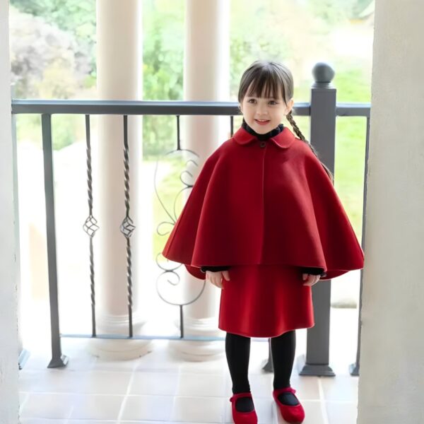 Red Little Girls' Holiday Dress & Poncho Set