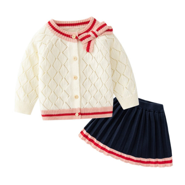 schoolgirlset_1.jpg Knit Cotton Toddler Cardigan & Skirt Set
