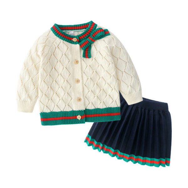 schoolgirlset_2.jpg Knit Cotton Toddler Cardigan & Skirt Set